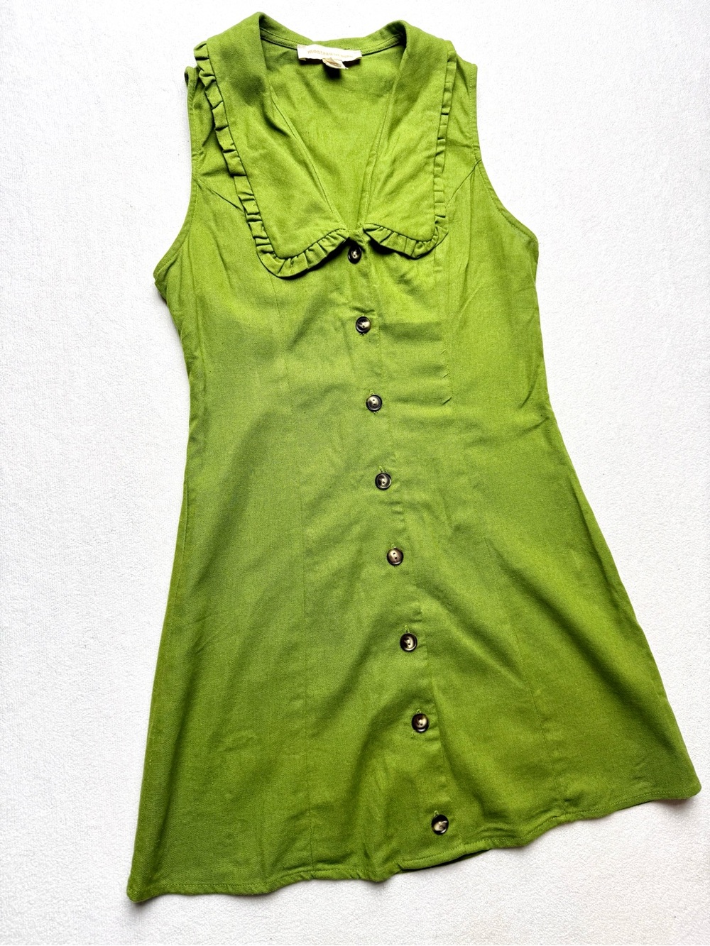 Monteau Green Ruffle-Collar Button-Front Mini Dress - Picture 2 of 8